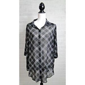 Torrid Black Harper with Ivory Stripe Georgette Size 00 Blouse Top